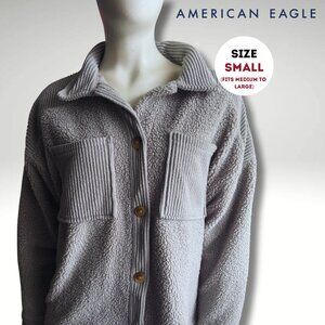 American Eagle Oversized Sherpa Button-Up – Size Small (Fits M–L)